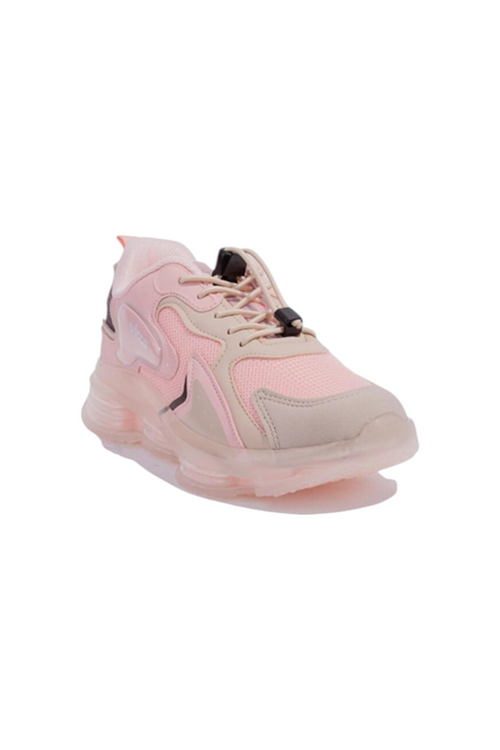 Sporline Vicco pudra pembe suni deri çocuk sneaker, bağcıklı ve kalın tabanlı günlük spor ayakkabı modeli.