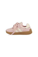 Sporline Vicco pudra pembe renkli, tekstil ve mikrofiber malzemeden üretilmiş bağcıklı çocuk sneaker ayakkabısı