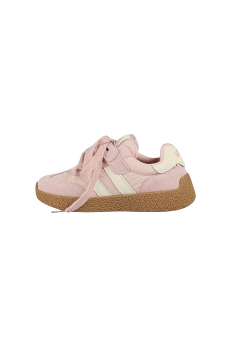 Sporline Vicco pudra pembe renkli, tekstil ve mikrofiber malzemeden üretilmiş bağcıklı çocuk sneaker ayakkabısı