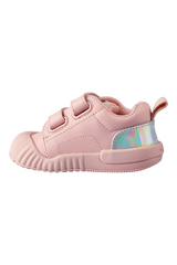 Sporline Vicco pudra pembe suni deri çocuk sneaker, cırt cırtlı kapama ve topuk kısmında parlak detaylı tasarım