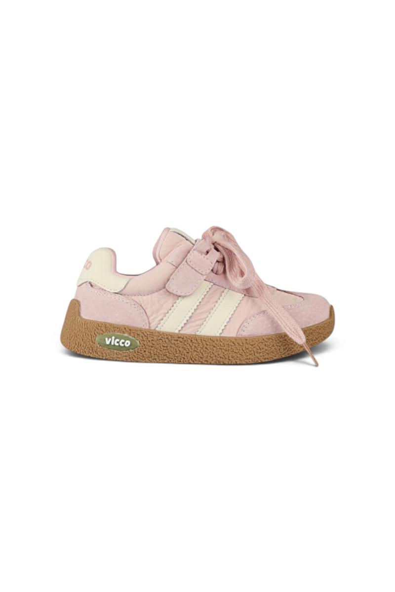 Sporline Vicco pudra pembe renkli, microfiber ve tekstil malzemeden üretilmiş, bağcıklı çocuk sneaker ayakkabısı