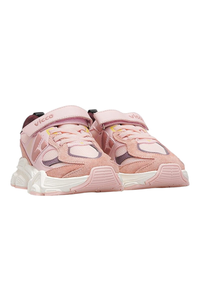 Sporline Vicco pudra pembe renkli, cırt cırtlı ve tekstil malzemeden üretilmiş unisex çocuk spor ayakkabısı